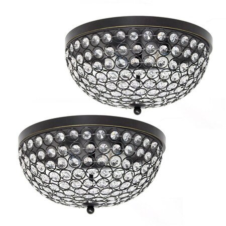 Brillantez Crystal Glam 2 Light Ceiling Flush Mount Restoration Bronze, 2PK BR2751825